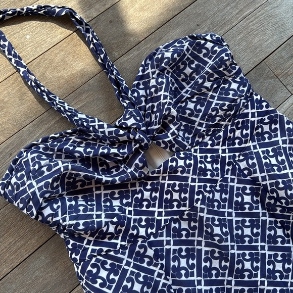 Boden halter dress, navy and white, size 10 - Picture 3 of 16